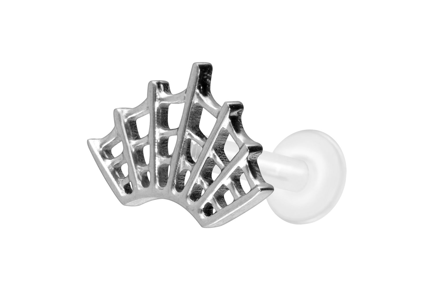 PTFE Labret Piercing mit Innengewinde + Titan-Aufsatz SPINNENNETZ